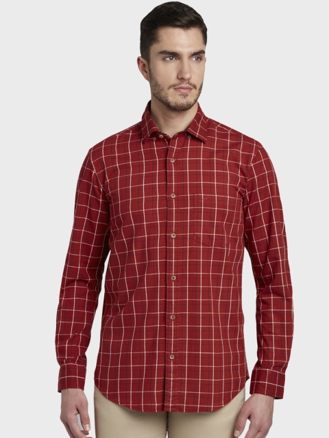 

ColorPlus Men Red & White Regular Fit Checked Casual Shirt