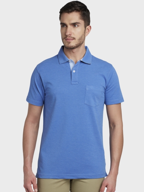

ColorPlus Men Blue Solid Polo Collar T-shirt