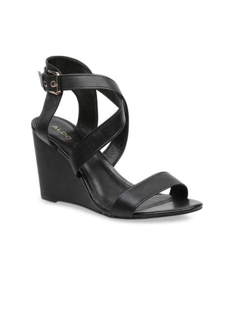 ALDO Women Black Solid Leather Heels