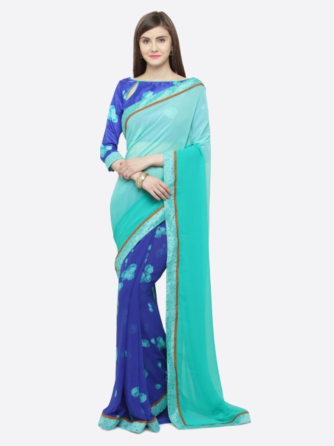 

Shaily Blue Printed Pure Georgette Saree