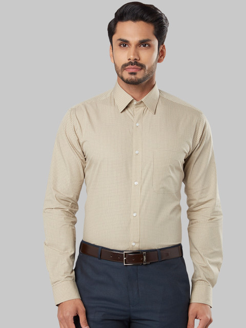 

Raymond Men Beige Slim Fit Checked Formal Shirt