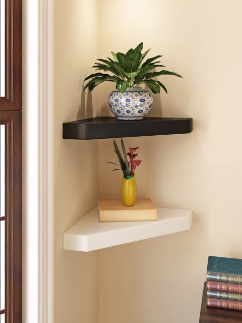 

Home Sparkle Set of 2 Corner Wall Shelves, Black