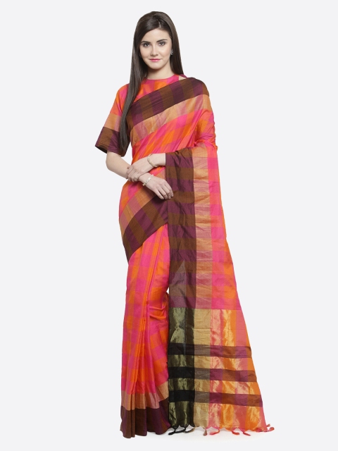 

Shaily Pink Checked Silk Blend Saree