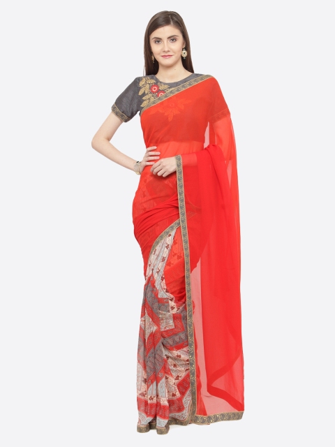 

Shaily Red Pure Georgette Printed Saree
