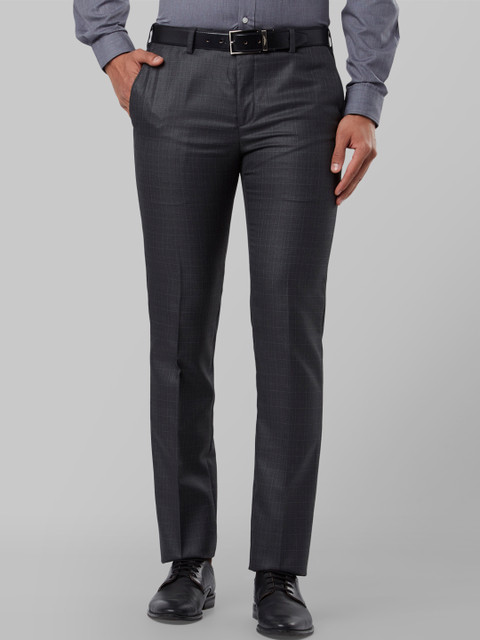 

Raymond Men Grey Slim Fit Checked Formal Trousers