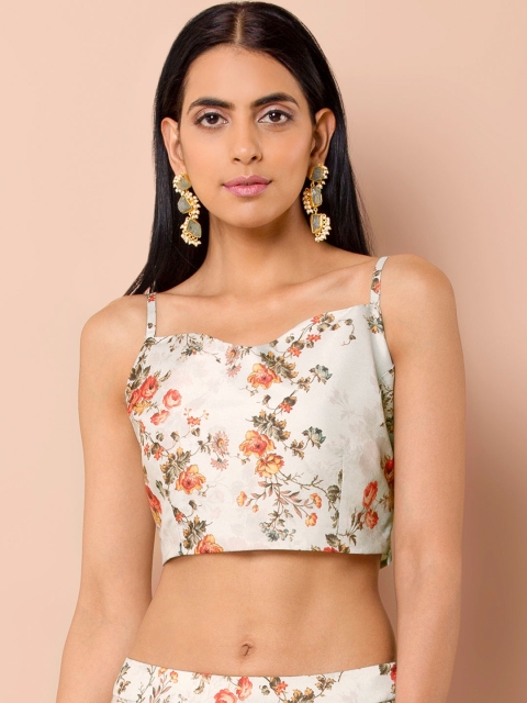 

INDYA Women Grey Printed Crop Top