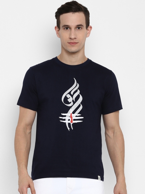

Joven Men Navy Blue Printed Round Neck T-shirt