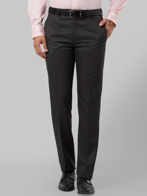 

Raymond Men Charcoal Black Regular Fit Solid Formal Trousers