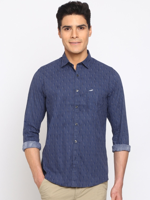 

Crocodile Men Navy Blue Slim Fit Printed Casual Shirt