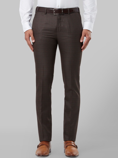 

Raymond Men Brown Slim Fit Checked Formal Trousers