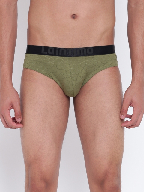 

La Intimo Men Olive Green Printed Basic Briefs LIBR001OV0