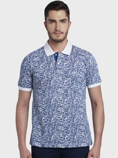 

ColorPlus Men Blue & White Printed Polo Collar T-shirt