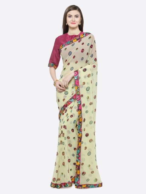 

Shaily Yellow And Green Georgette Printed saree