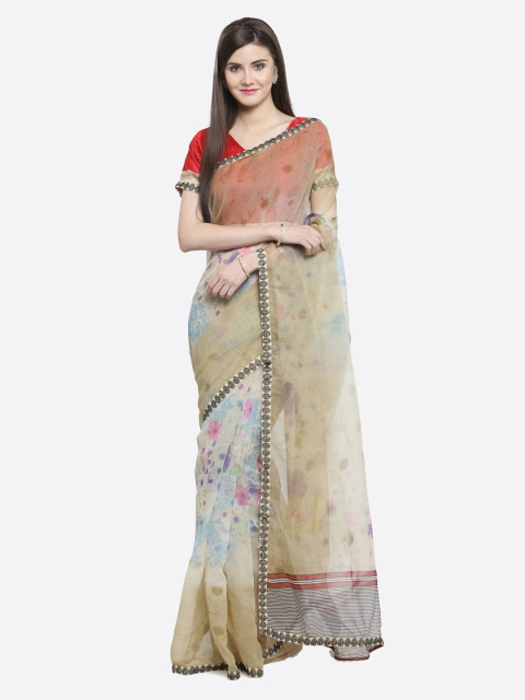 

Shaily Beige & Blue Net Printed Saree
