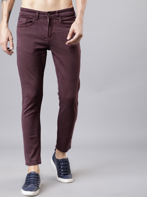 

LOCOMOTIVE Men Maroon Tapered Fit Jeans