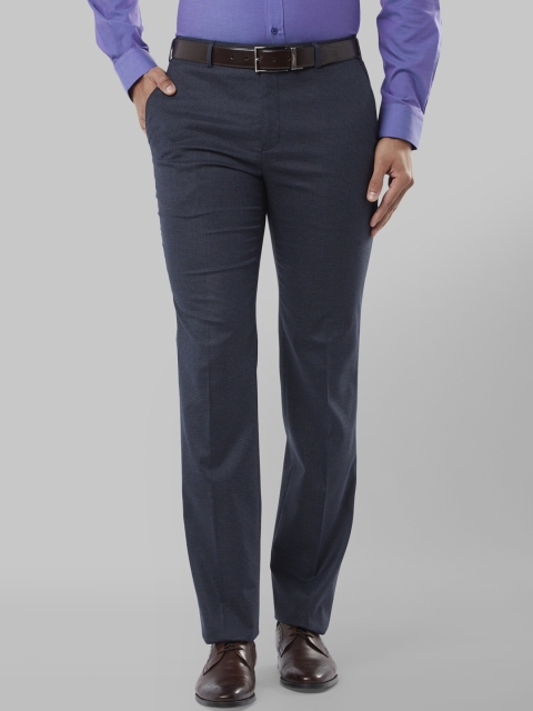 

Raymond Men Blue Slim Fit Solid Formal Trousers