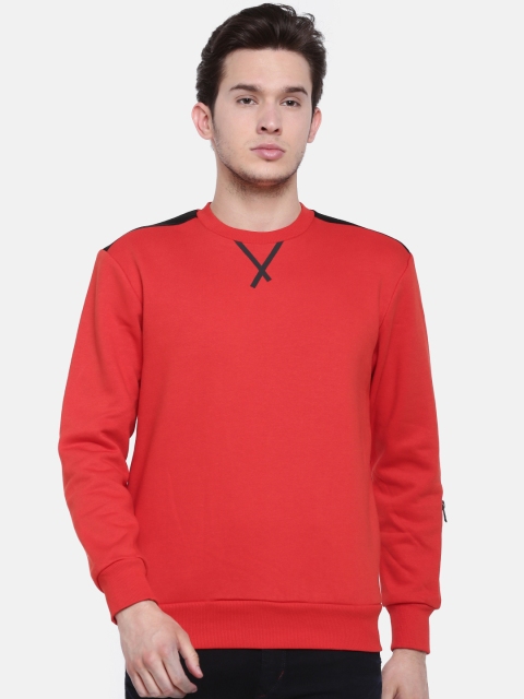

t-base Men Red Solid Sweatshirt