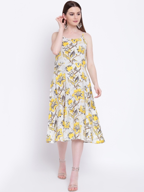 

Khushal K Women Off-White Floral Printed A-Line Dress