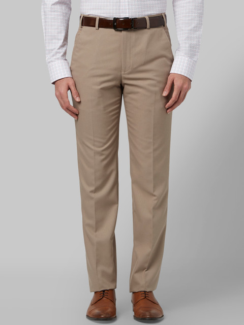 

Park Avenue Men Beige Slim Fit Solid Formal Trousers