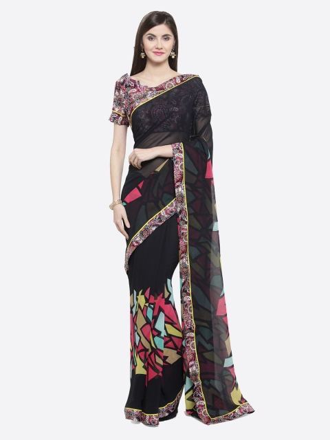 

Shaily Black Printed Pure Georgette Saree