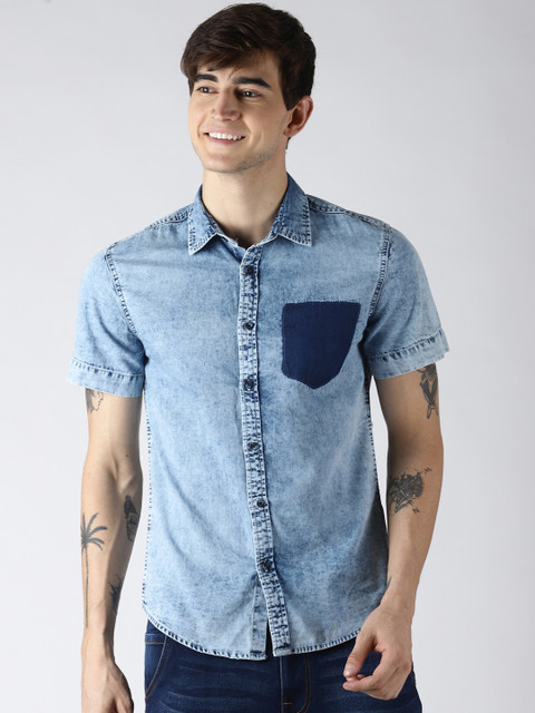

Blue Saint Men Blue Slim Fit Solid Casual Shirt