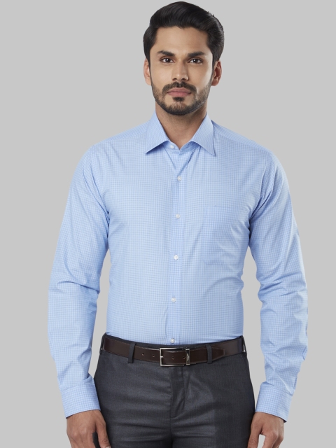 

Raymond Men Blue Slim Fit Checked Formal Shirt