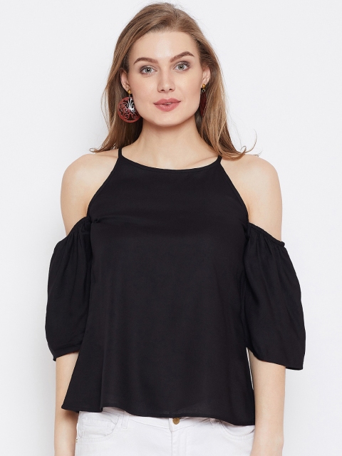 

PANIT Women Black Solid A-Line Top