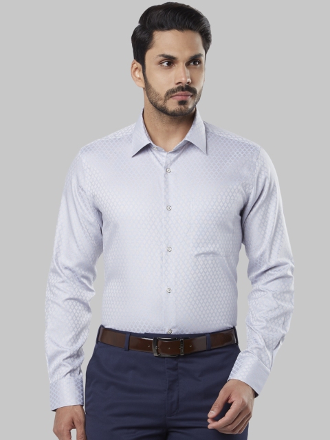 

Raymond Men Blue Regular Fit Self Design Formal Shirt
