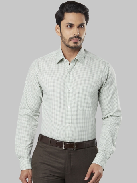 Raymond Men Green Slim Fit Checked Formal Shirt