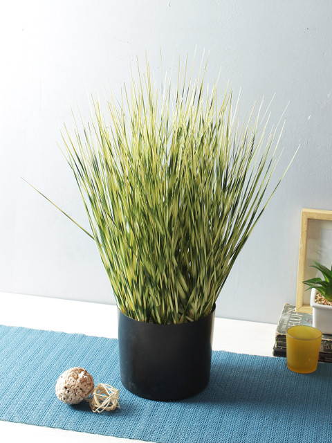 

Fourwalls Artificial Plant Zebra Green Grass 20" PVC with Plastic Pot
