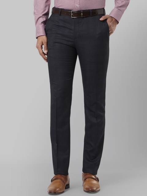 

Raymond Men Black Slim Fit Checked Formal Trousers
