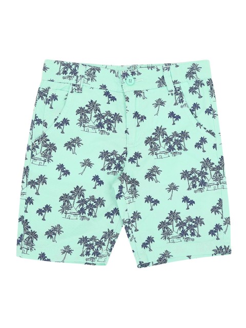 

Pantaloons Junior Boys Green Printed Regular Fit Regular Shorts