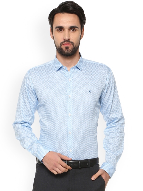 

V Dot Men Blue Slim Fit Printed Formal Shirt