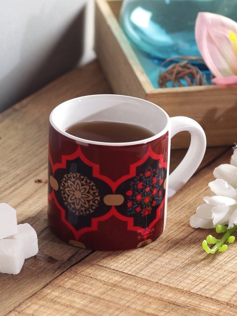 

India Circus by Krsnaa Mehta Maroon Printed Ceramic Set