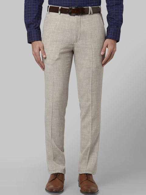 

Park Avenue Men Brown Regular Fit Self Design Formal Trousers, Beige
