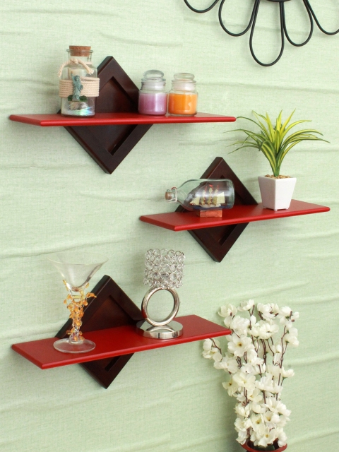 

Home Sparkle Set of 3 Basic Wall Shelves, Brown