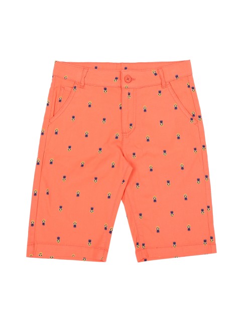 

Pantaloons Junior Boys Orange Printed Regular Fit Shorts