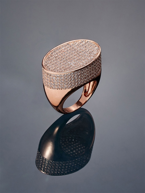 

shaze Women Rose Gold-Plated CZ-Studded Ring