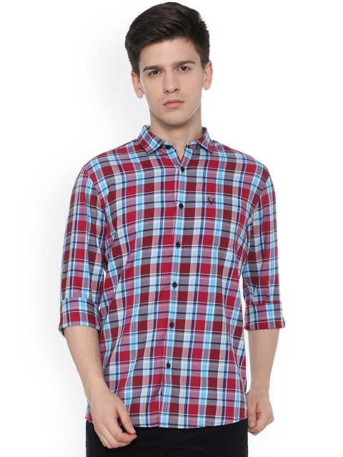 

Solly Jeans Co. Men Red & Blue Custom Regular Fit Checked Casual Shirt