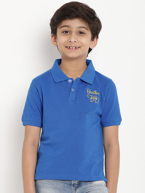

berrytree Boys Blue Printed Organic Cotton Polo Collar Slim Fit Sustainable Organic Cotton T-shirt