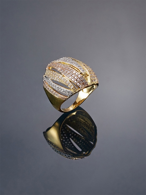 

shaze Women Gold-Plated CZ-Studded Ring