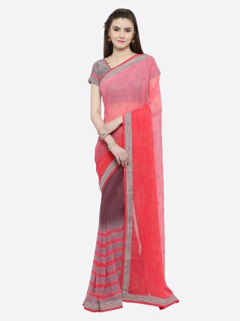 

Shaily Pink & Grey Pure Georgette Embellished Saree