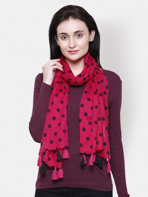 

Anekaant Women Pink & Black Printed Stole