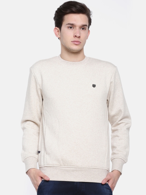 

t-base Men Beige Solid Sweatshirt