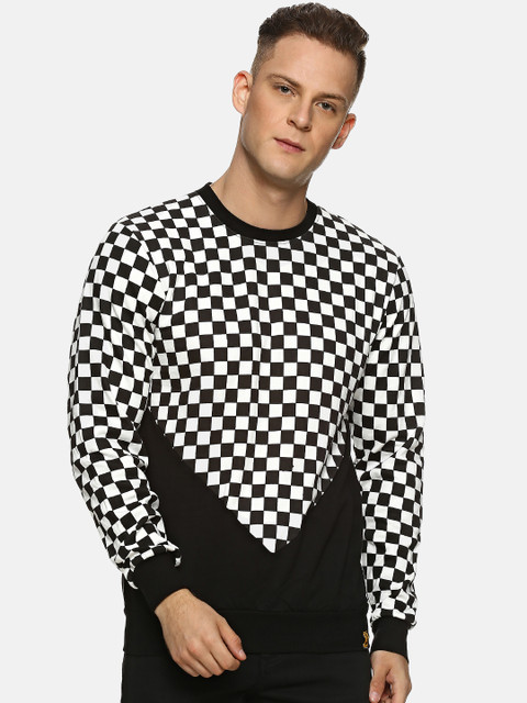 

Campus Sutra Men White & Black Checked Sweatshirt