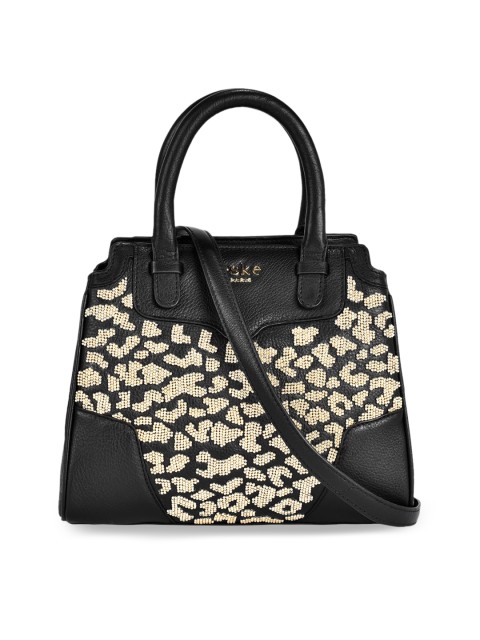

Eske Black & Gold-Toned Embellished Leather Handheld Bag