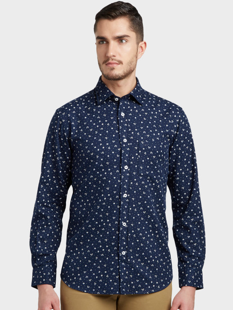 

ColorPlus Men Navy Blue & Off-White Tailored Fit Printed Casual Shirt
