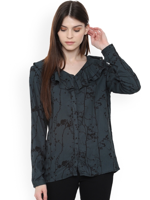 

Van Heusen Woman Grey Printed Shirt Style Top
