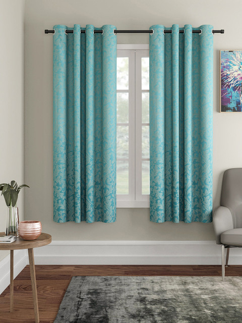 

VRINDA Blue Set of 2 Window Curtains