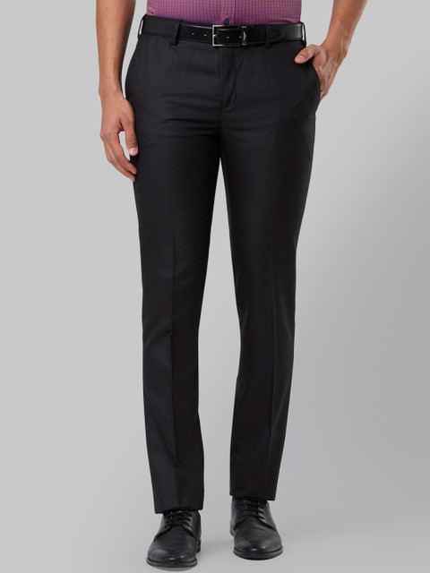 

Raymond Men Black Slim Fit Solid Formal Trousers